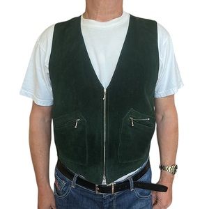 Shaver Lake Green Suede Vest with pockets Western Waistcoat size Men's L